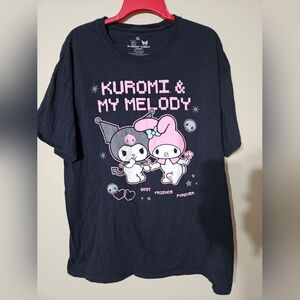 Kuromi & My Melody Black Graphic Tee size XL
